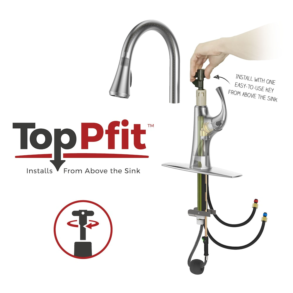 Wray 1-Handle Stainless Steel Pull Out/Pull Down Kitchen Faucet/Kitchen Sink Faucet/Tap with Soap Dispenser