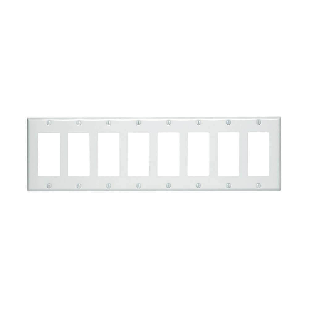 8-Gang Decora/GFCI Device Decora Wallplate, Painted Metal, White
