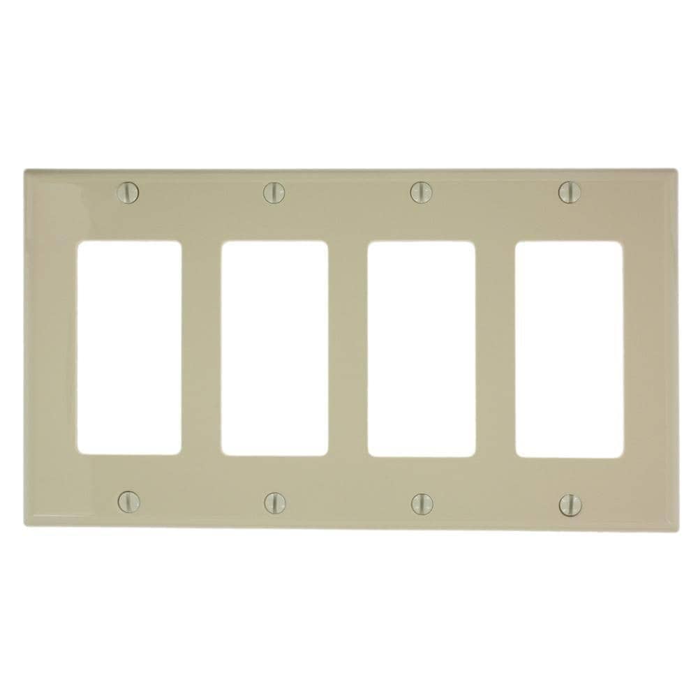 4-Gang Decora/GFCI Device Decora Wallplate, Standard Size, Thermoplastic Nylon, Ivory