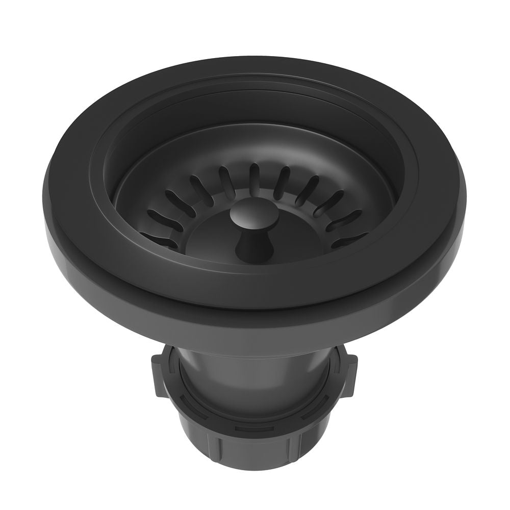4" Kitchen Sink Drain Assembly with Strainer and Basket Stopper in Matte Black