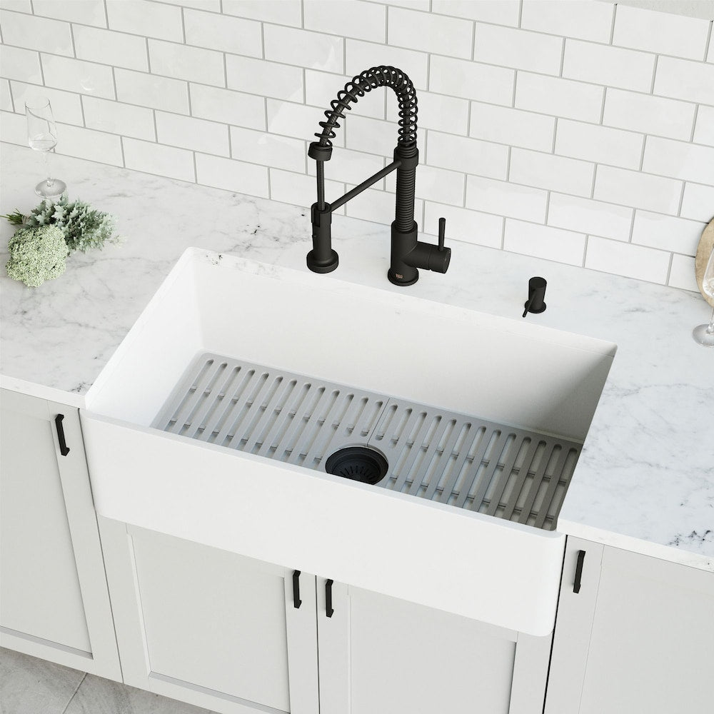 4" Kitchen Sink Drain Assembly with Strainer and Basket Stopper in Matte Black