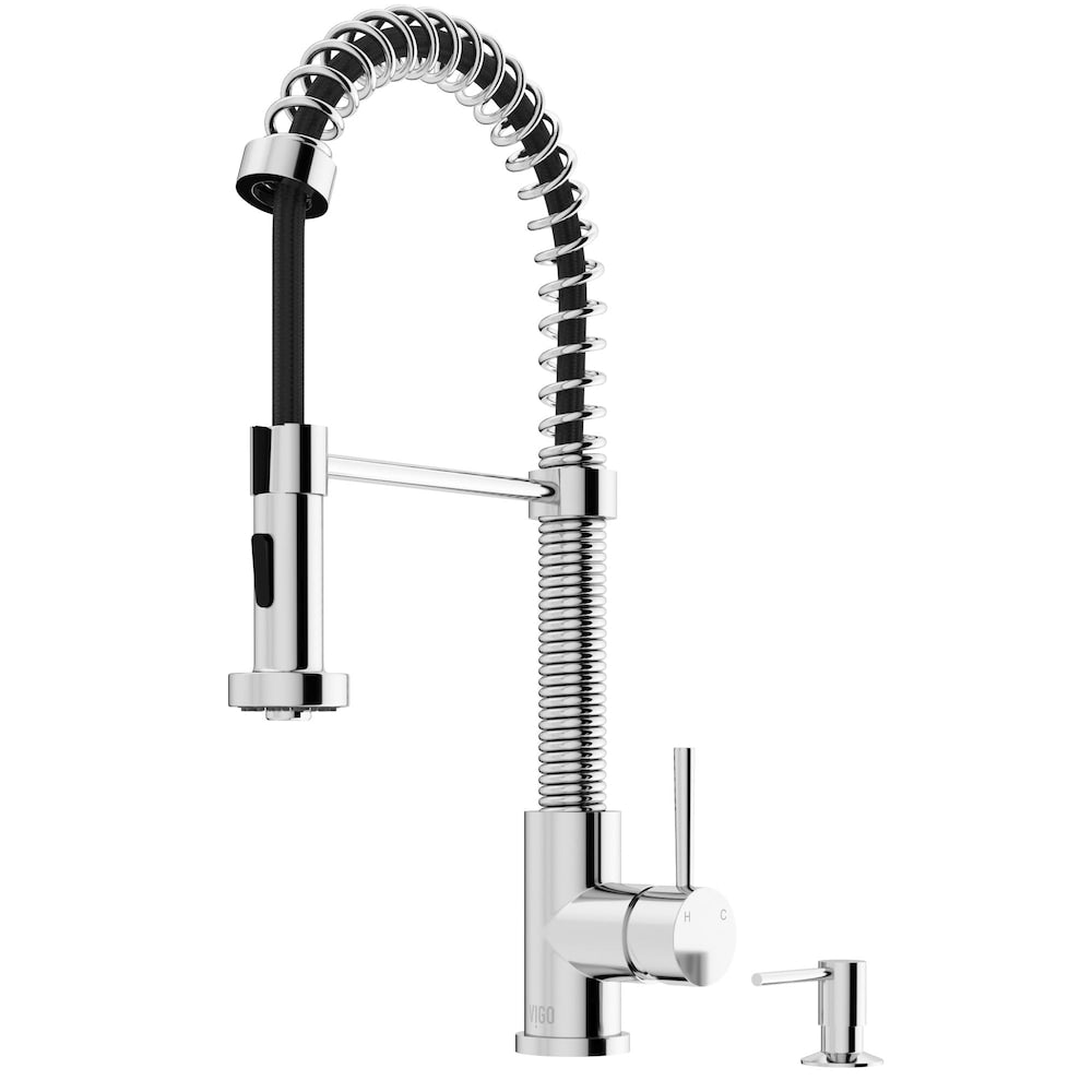 Edison Single-Handle Pull-Down Sprayer Kitchen Faucet with Bolton Soap Dispenser in Chrome