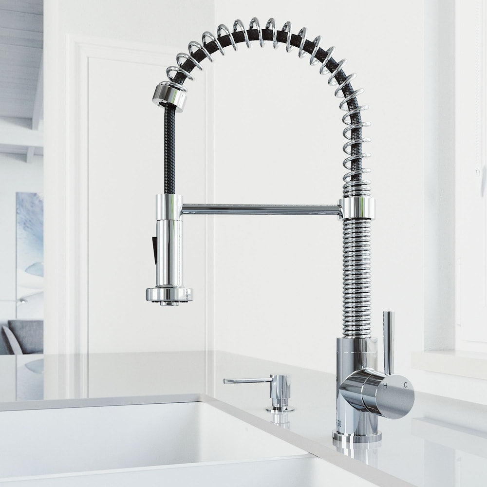 Edison Single-Handle Pull-Down Sprayer Kitchen Faucet with Bolton Soap Dispenser in Chrome