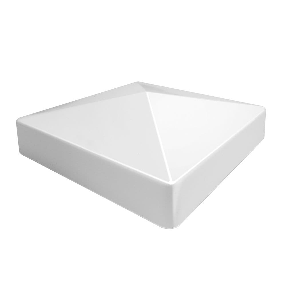 5 in. X 5 in. White vinyl fence Pyramid post top