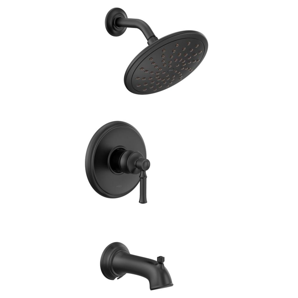 Dartmoor Posi-Temp 1-Handle Bathtub Shower Faucet Trim with Rain Shower Head in Matte Black (Valve Not Included)