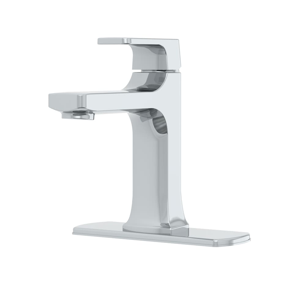 Robinet de lavabo de salle de bain à trou unique et poignée unique Lez en chrome poli (robinet, drain et plaque de pont inclus)