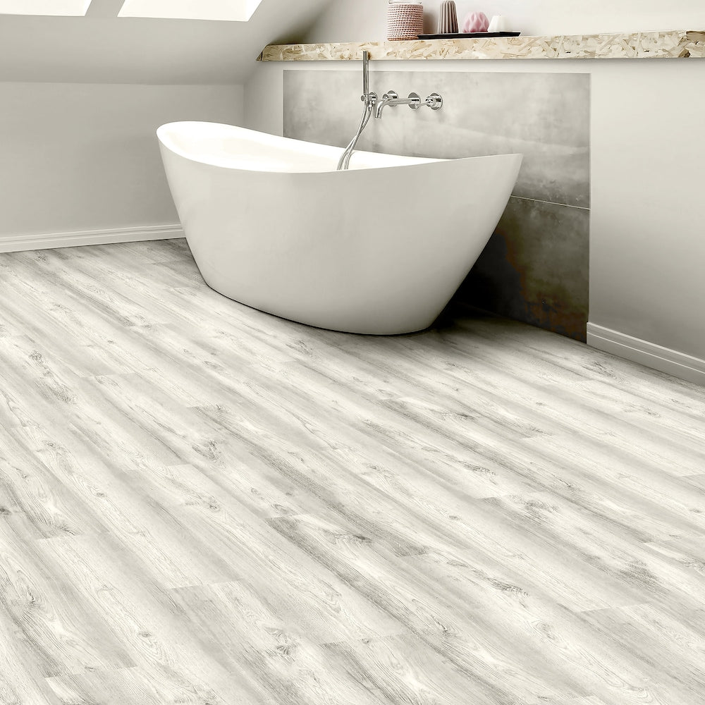 Plancher de vinyle de luxe imperméable à encliquetage en chêne Chiffon Lace de 7 mm x 8,7 po l x 47,6 po L 22 MIL (20,06 pi2/caisse)