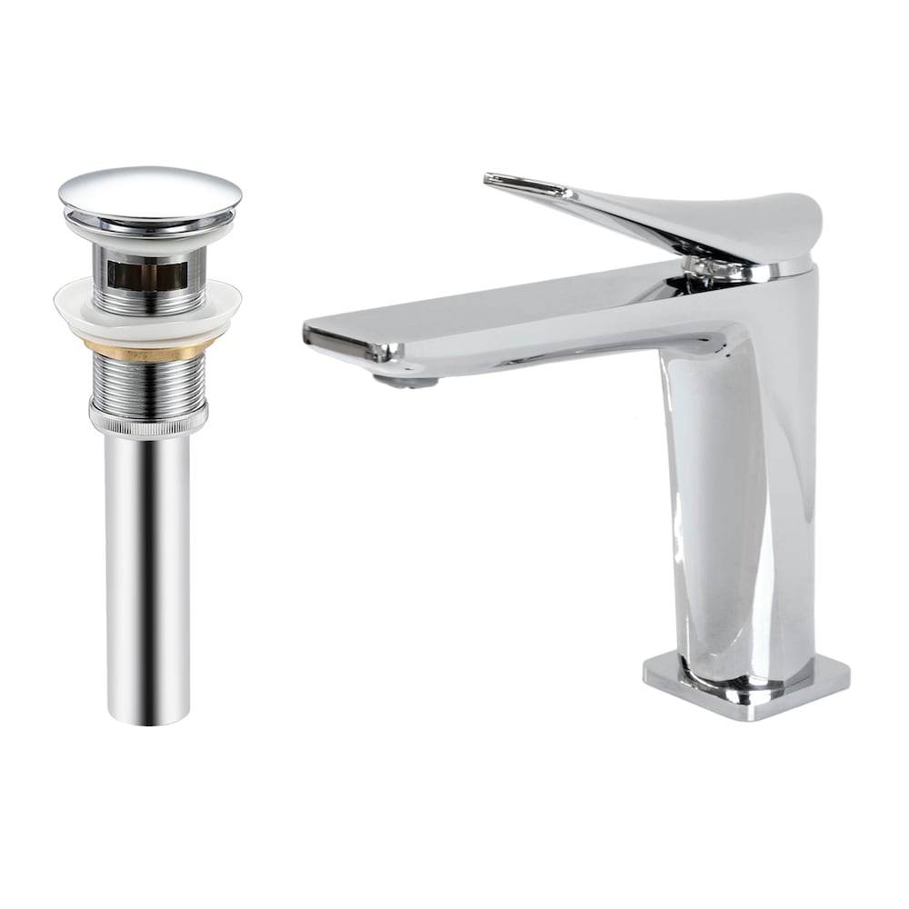 Robinet de salle de bain à poignée unique Hudson en chrome avec bonde escamotable