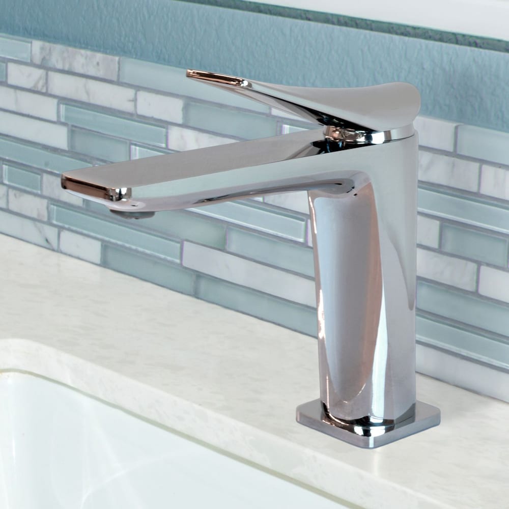 Robinet de salle de bain à poignée unique Hudson en chrome avec bonde escamotable