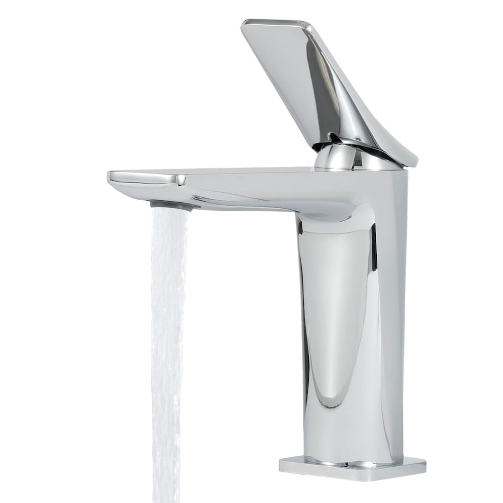 Robinet de salle de bain à poignée unique Hudson en chrome avec bonde escamotable