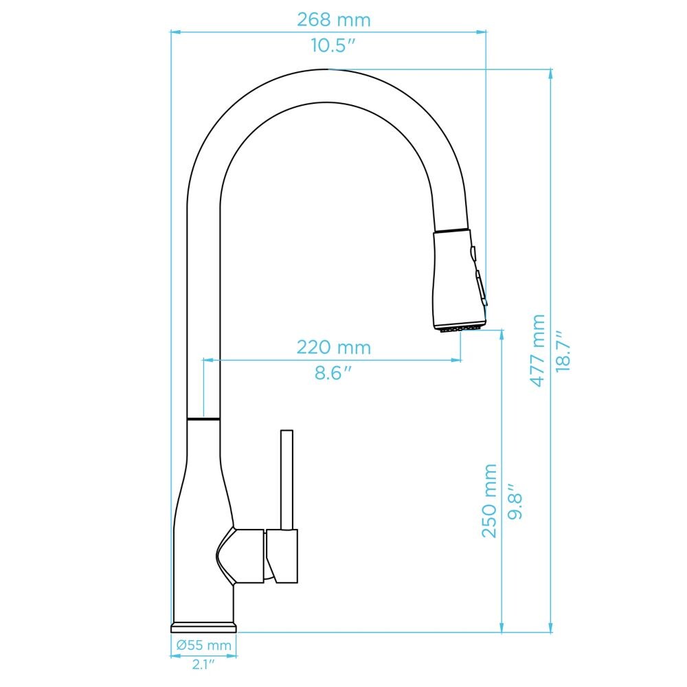 Robinet de cuisine rétractable en acier inoxydable Juno