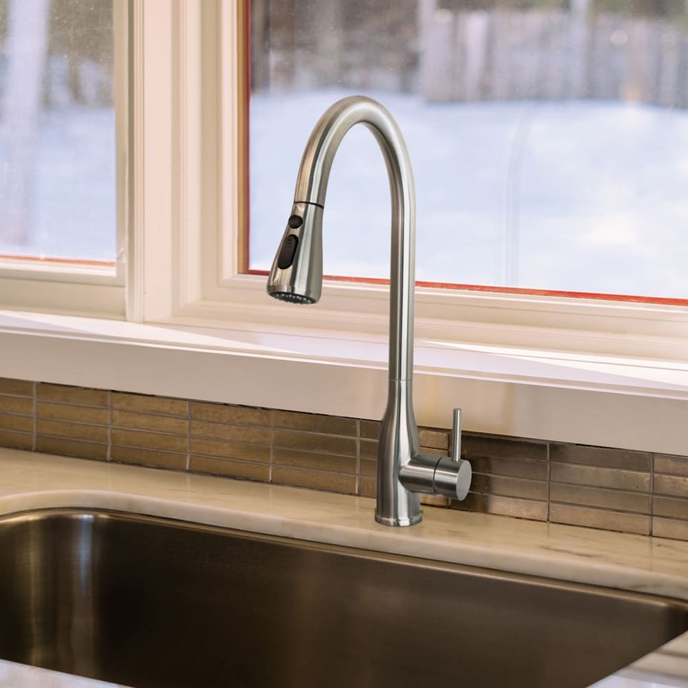 Robinet de cuisine rétractable en acier inoxydable Juno