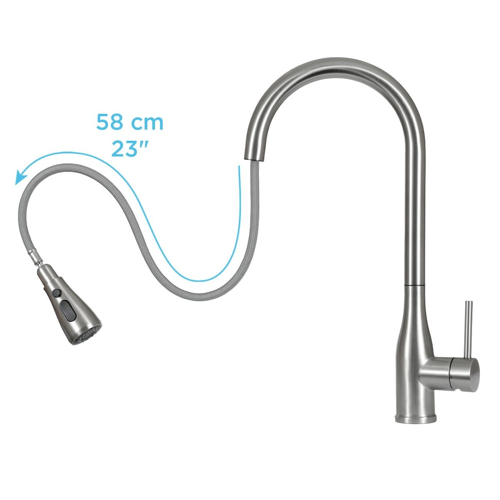 Robinet de cuisine rétractable en acier inoxydable Juno