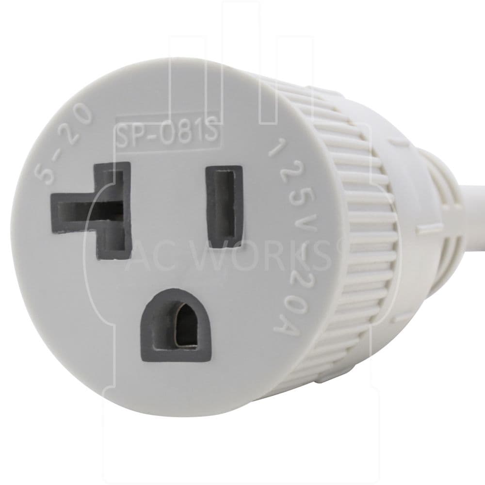 1.5FT 12/3 15 Amp 125 Volt NEMA 5-15P White Flanged Power Input Inlet extension cord with Cover