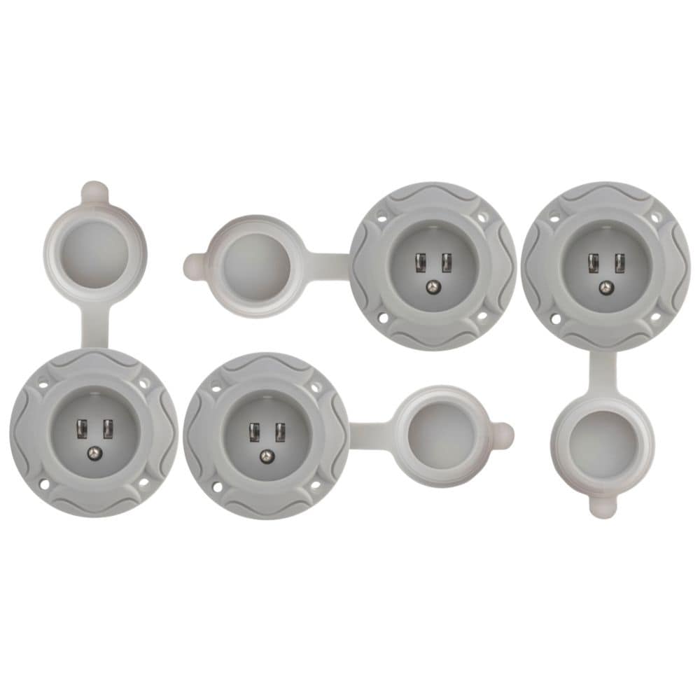 1.5FT 12/3 15 Amp 125 Volt NEMA 5-15P White Flanged Power Input Inlet extension cord with Cover