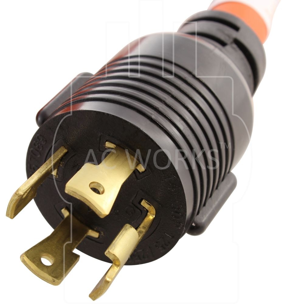 25FT L14-30P 30A 4-Prong Generator Locking Plug to (4) Household Outlets with 24A Breaker