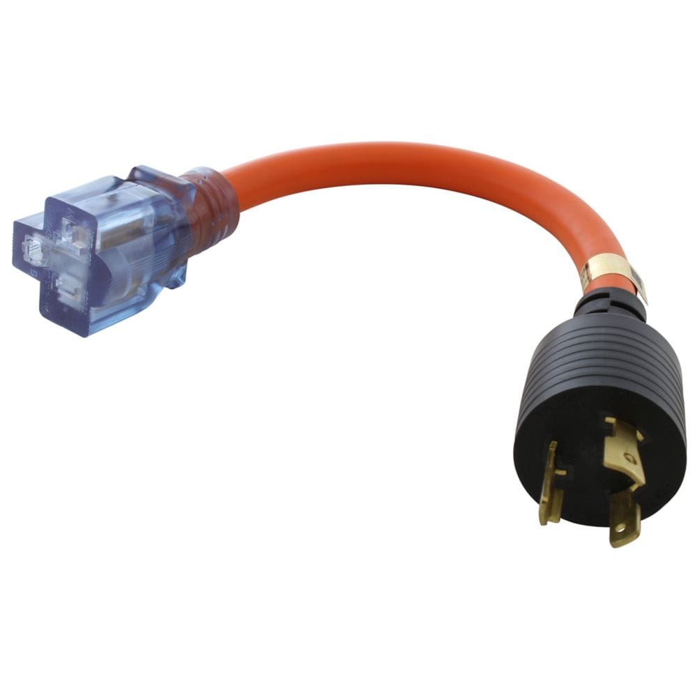 1FT 20A 3-Prong L5-20P Plug to 15/20A Household T-Blade Lighted Connector