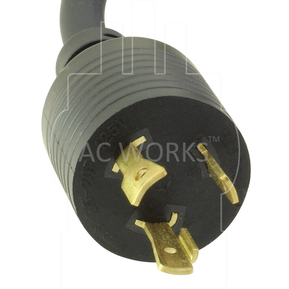 8FT 20A 3-Prong L5-20P Plug to 15/20A 5-15/20R T-Blade Lighted Connector