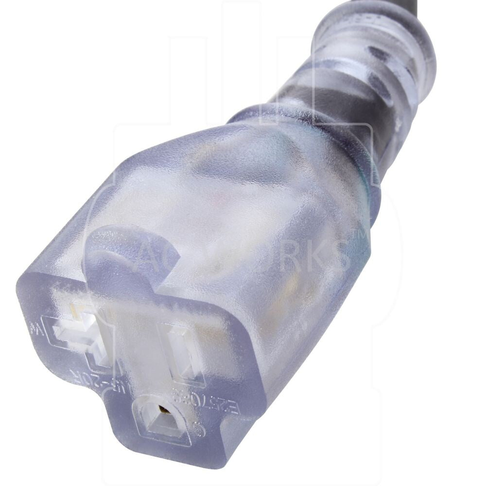 8FT 20A 3-Prong L5-20P Plug to 15/20A 5-15/20R T-Blade Lighted Connector