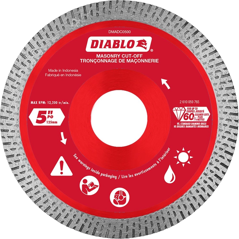 Disques de coupe à bord continu diamanté de 5 po pour la coupe de maçonnerie/carrelage