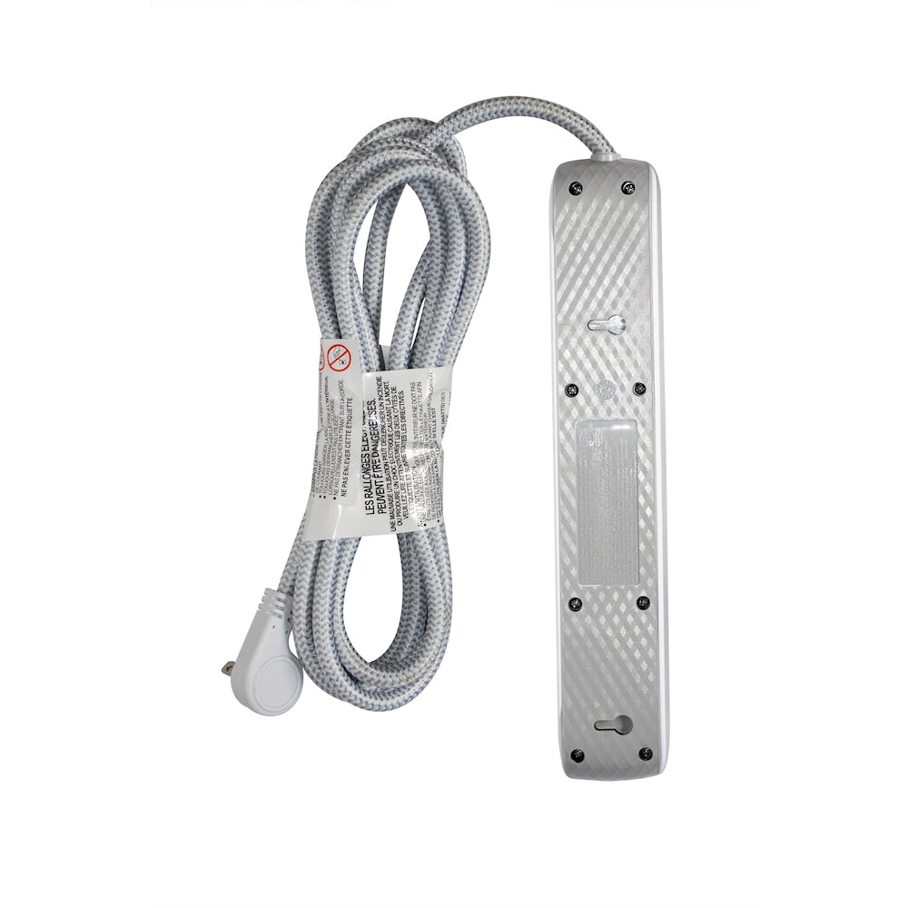 12 ft. 3-Outlet 16 Gauge Light Duty 13 Amps Indoor Extension Cord with 3 USB Charging Ports, White