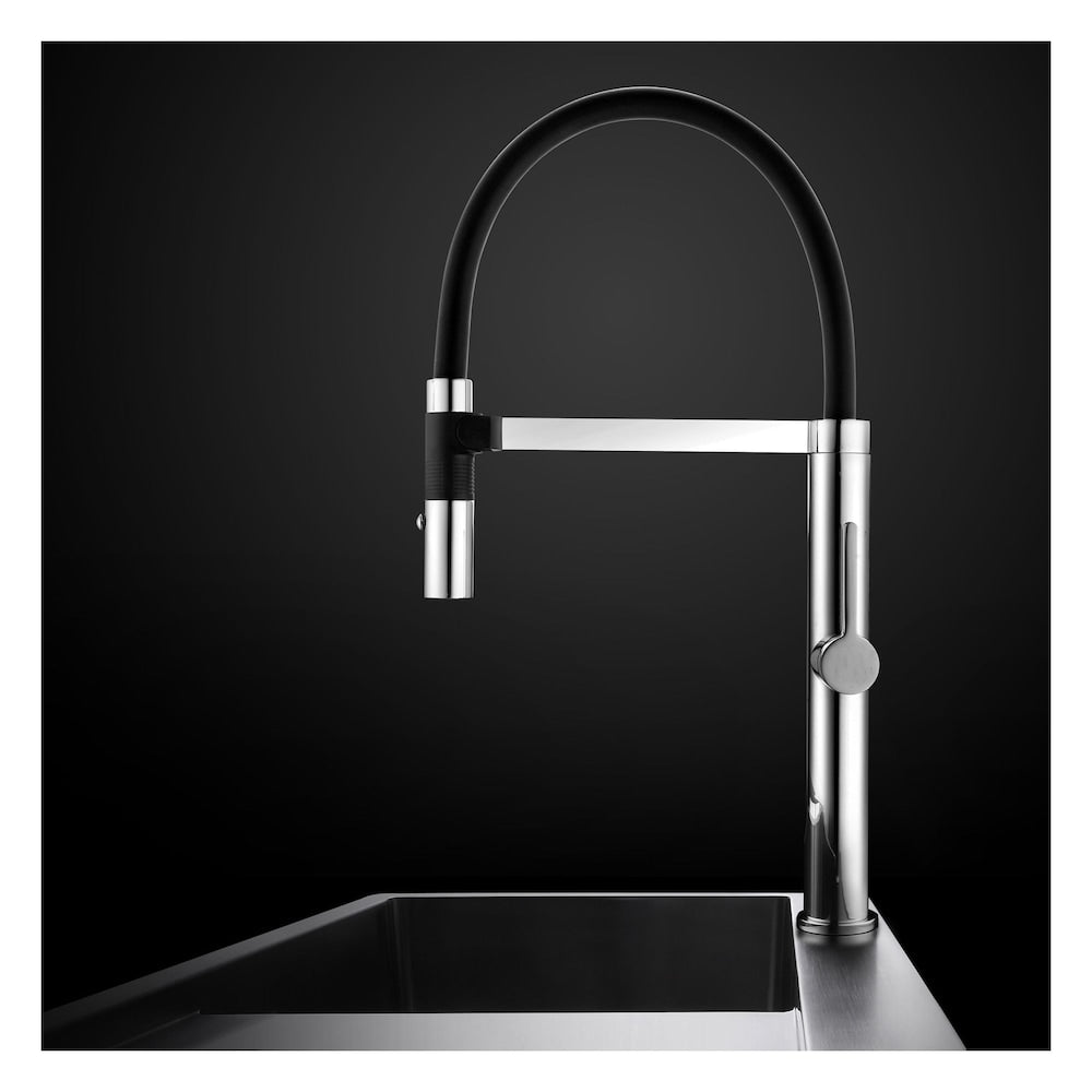 Robinet de cuisine magnétique à 1 poignée en chrome/noir mat
