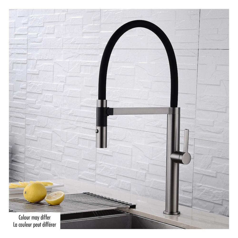 Robinet de cuisine magnétique à 1 poignée en chrome/noir mat