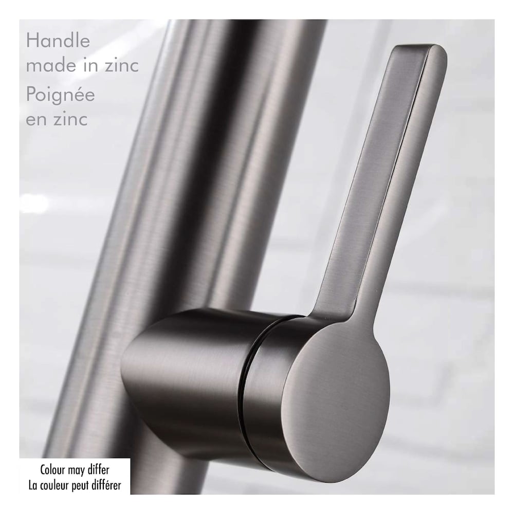 Robinet de cuisine magnétique à 1 poignée en chrome/noir mat