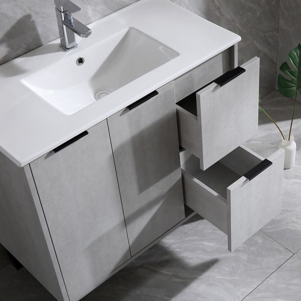 Buona Vanity with Ceramic Top, 36-inch Cement
