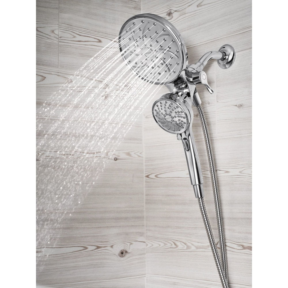 Robinet de baignoire-douche à poignée unique Brecklyn à 6 jets avec pomme de douche à effet pluie Magnetix combinée en chrome