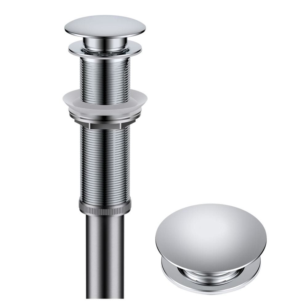 Bonde escamotable pour lavabo de salle de bain avec filetage prolongé en chrome