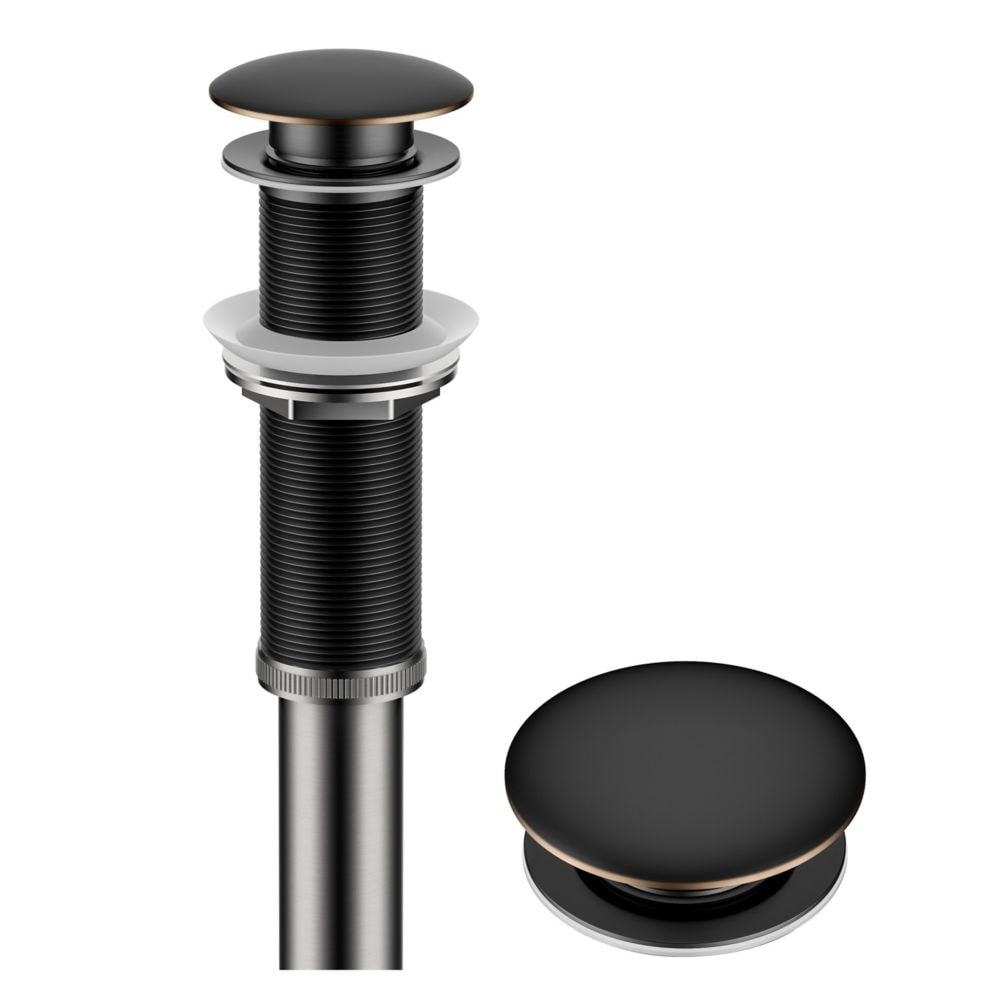 Bonde escamotable pour lavabo de salle de bain avec filetage allongé en bronze huilé