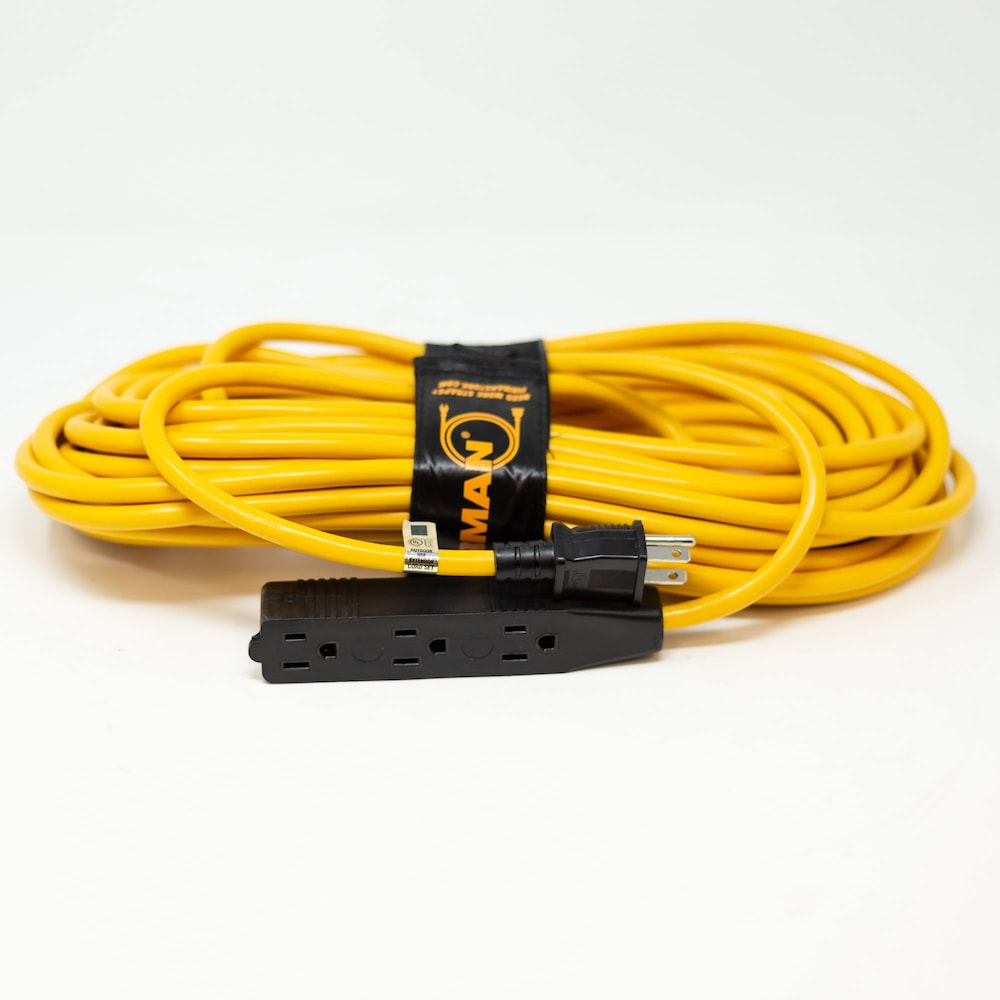 Medium Duty 5-15P to (3) 5-15R Gernerator Power Cord With Storage Strap, 50 ft.
