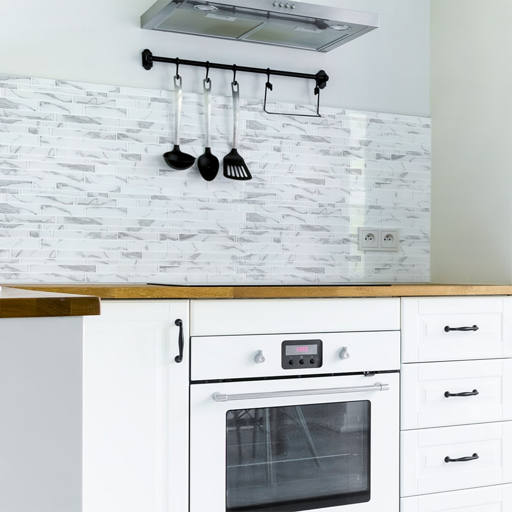 Hampton Cove White 11.625 in. x 11.625 in. Interlocking Glossy Glass Mosaic Tile(0.938 sq. ft./Each)