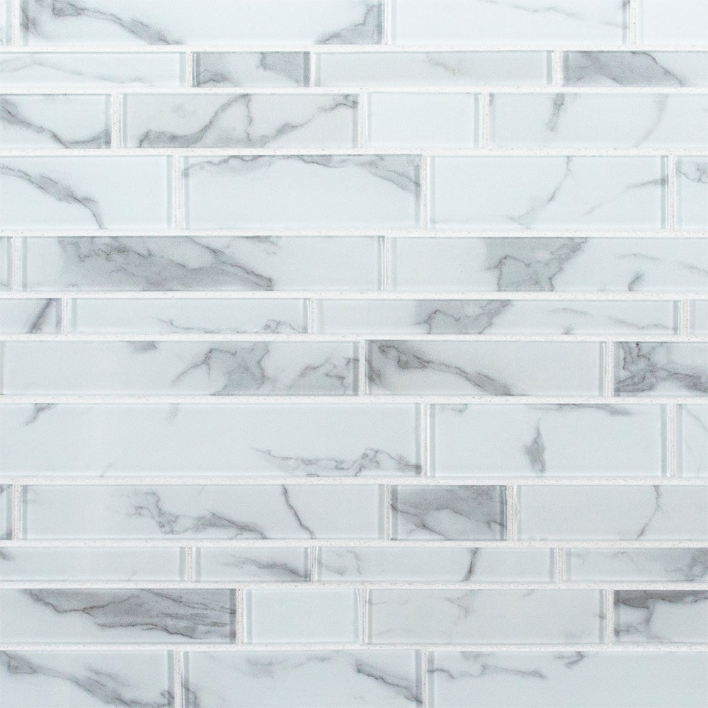 Hampton Cove White 11.625 in. x 11.625 in. Interlocking Glossy Glass Mosaic Tile(0.938 sq. ft./Each)