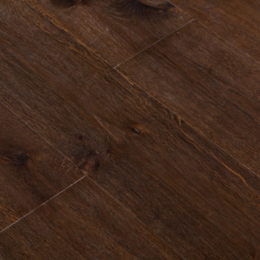 Plancher de bois franc d'ingénierie XXL fumé, 3/8 po d'épaisseur x 7,5 po de largeur x longueur variable (19,43 pi2/boîte)