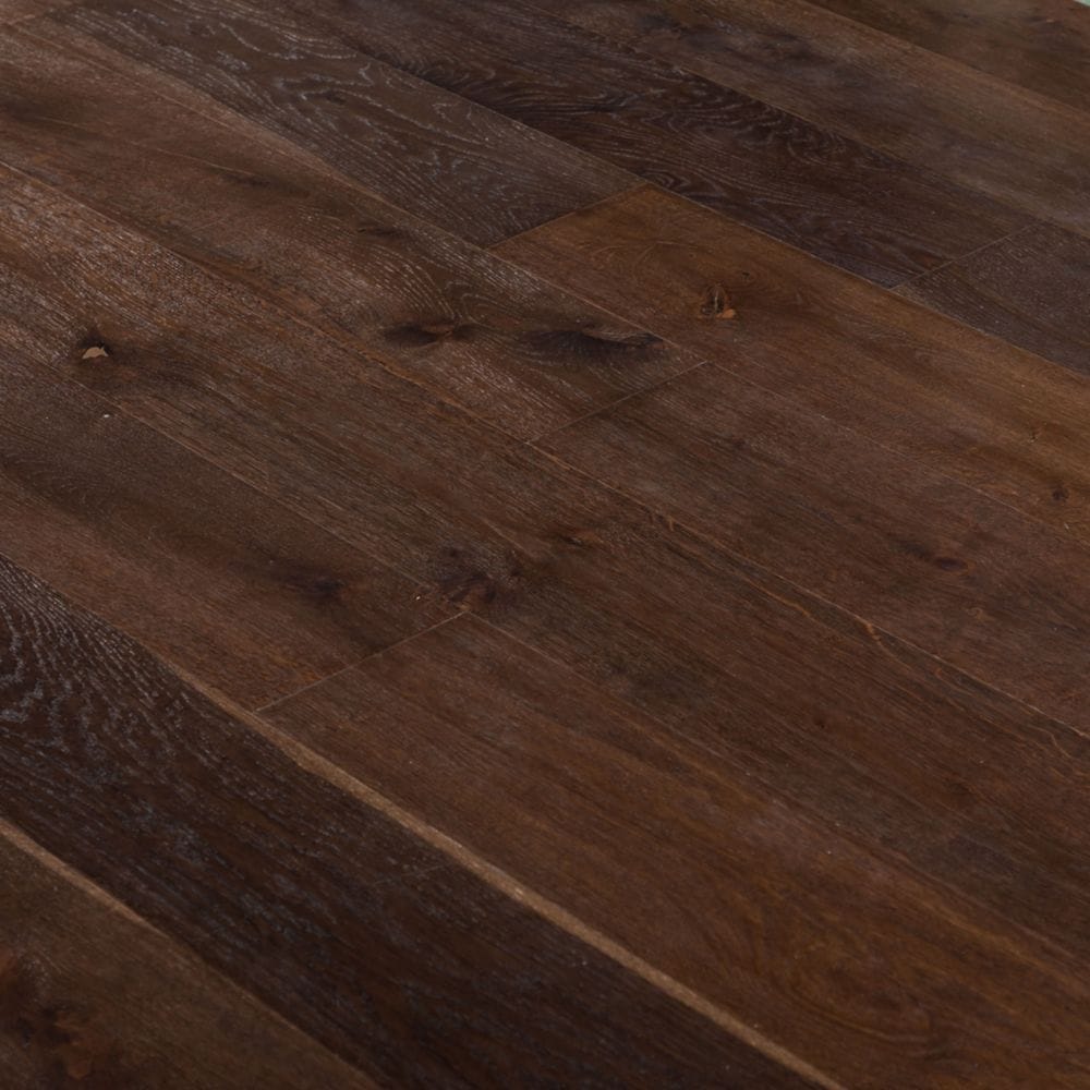 Plancher de bois franc d'ingénierie XXL fumé, 3/8 po d'épaisseur x 7,5 po de largeur x longueur variable (19,43 pi2/boîte)