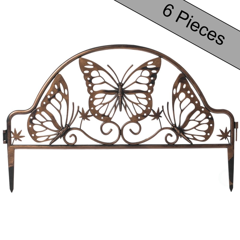 Pack of 6 Decorative Butterfly Design Plastic Fence Garden Edging Landscape Border Path Panels