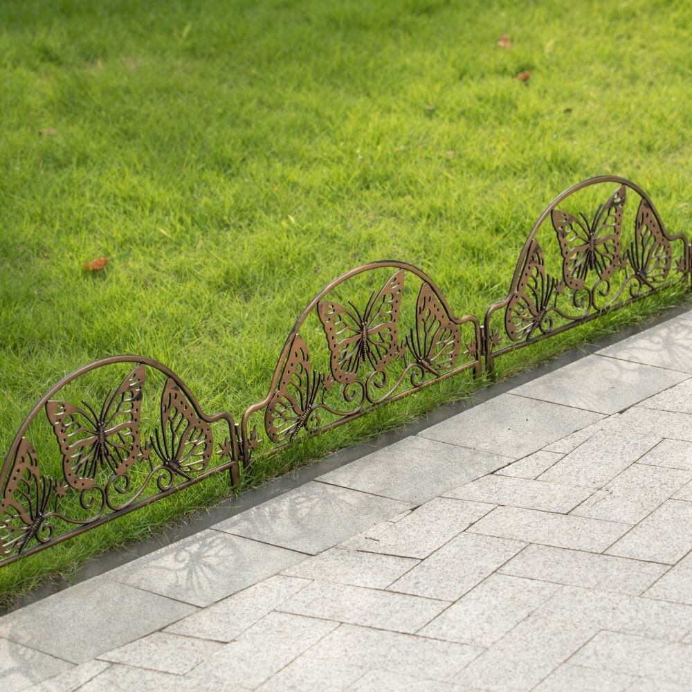 Pack of 6 Decorative Butterfly Design Plastic Fence Garden Edging Landscape Border Path Panels