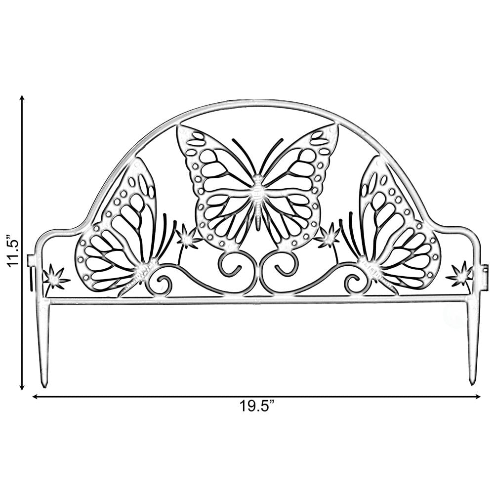 Pack of 6 Decorative Butterfly Design Plastic Fence Garden Edging Landscape Border Path Panels