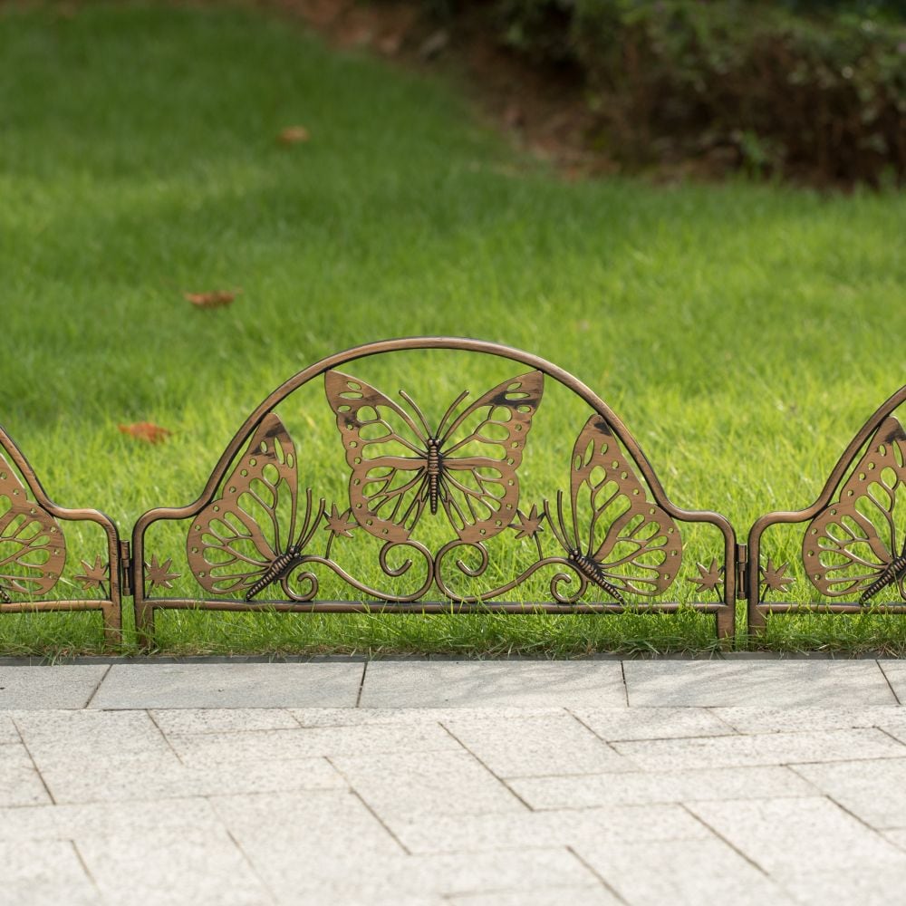Pack of 6 Decorative Butterfly Design Plastic Fence Garden Edging Landscape Border Path Panels