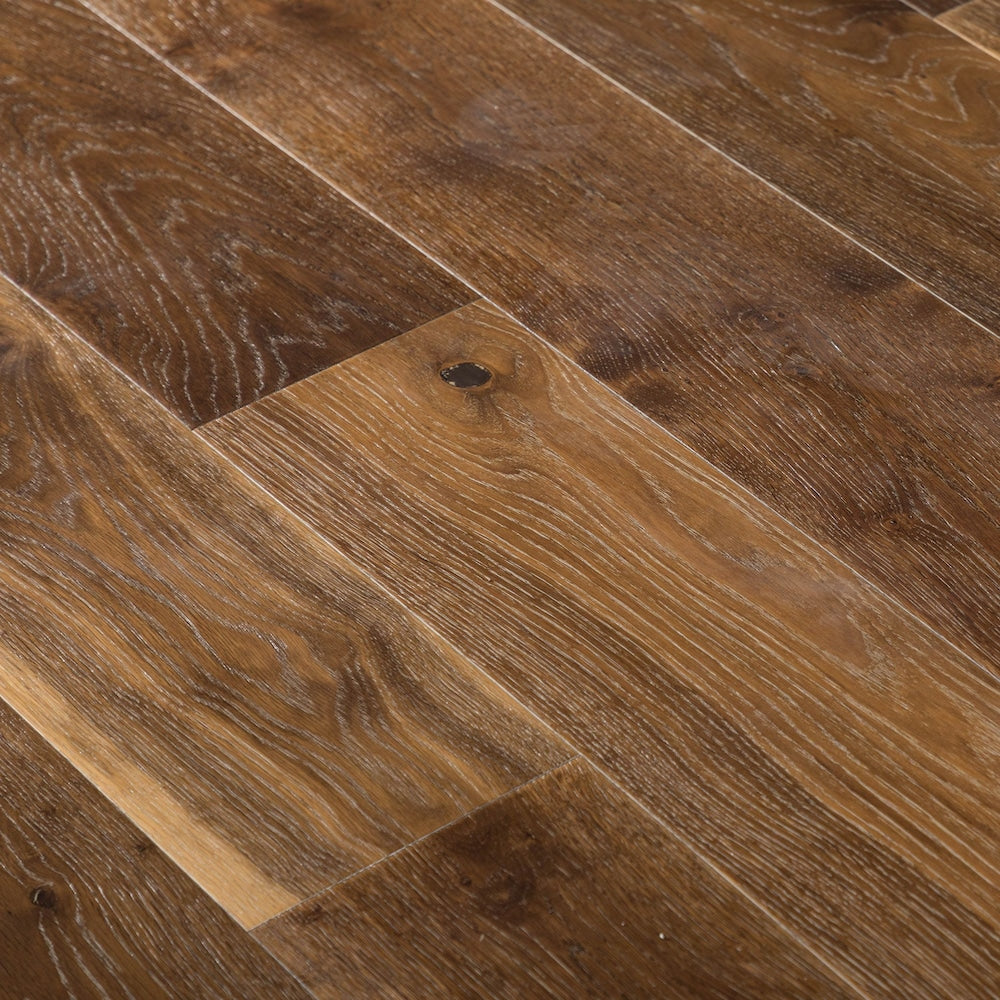 Plancher de bois franc d'ingénierie tannée XXL, 3/8 po d'épaisseur x 7,5 po de largeur x longueurs variables (19,43 pi2/boîte)