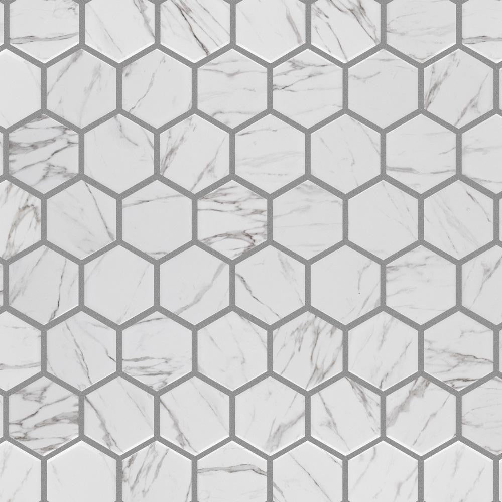Flo 2" Hex White 11-1/8 in. x 12-5/8 in. x 7 mm Porcelain Mosaic (9.96 sq. ft. /Case)