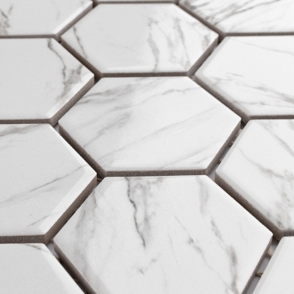 Flo 2" Hex White 11-1/8 in. x 12-5/8 in. x 7 mm Porcelain Mosaic (9.96 sq. ft. /Case)