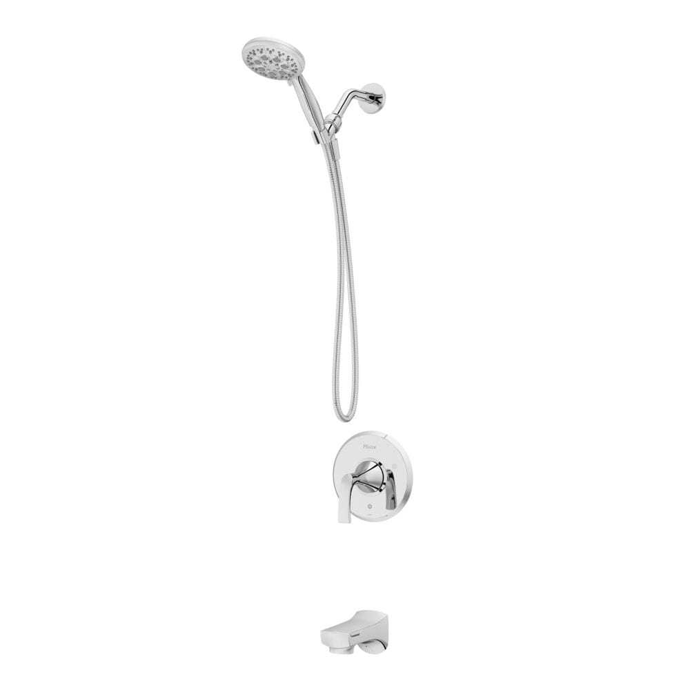 Ensemble de baignoire et de douche en chrome poli Karci/robinet de baignoire et de douche avec pomme de douche à main à 3 fonctions et robinet de baignoire
