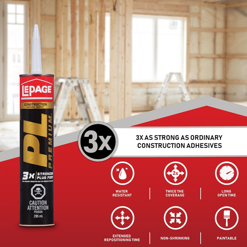 PL Premium Polyurethane Construction Adhesive, Interior/Exterior, Waterproof, 295 ml