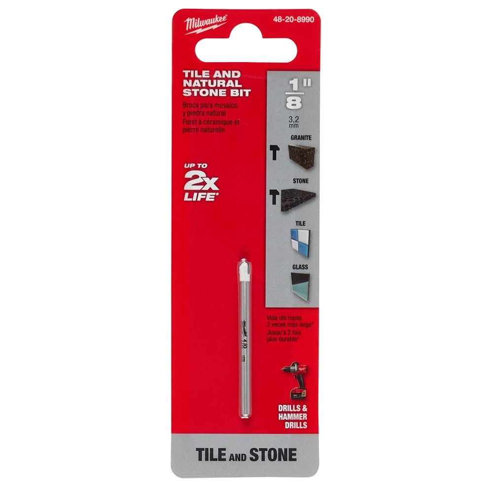 1/8 in. Carbide Tipped Drill Bit for Drilling Natural Stone, Granite, Slate, Ceramic and Glass Tiles