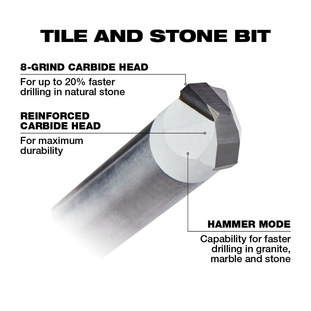 1/8 in. Carbide Tipped Drill Bit for Drilling Natural Stone, Granite, Slate, Ceramic and Glass Tiles