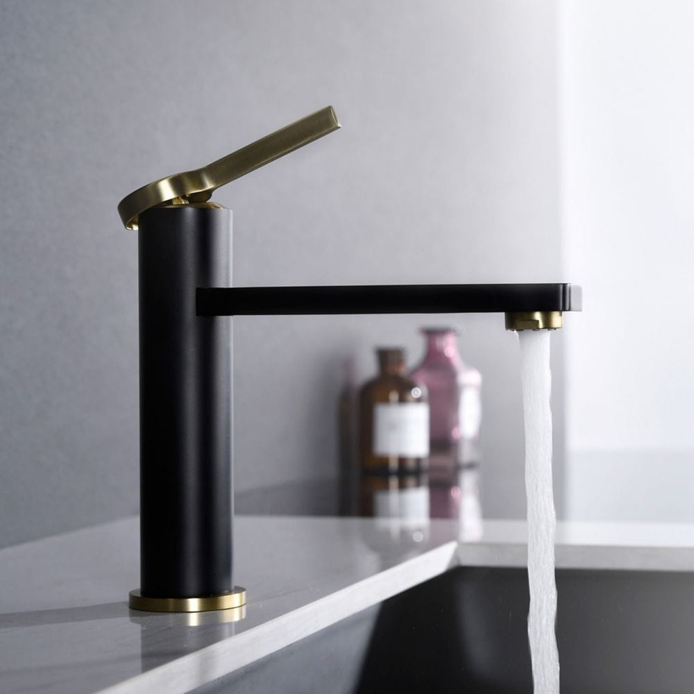 Splash Michael Single Hole Basin Faucet in Black/Matte Gold