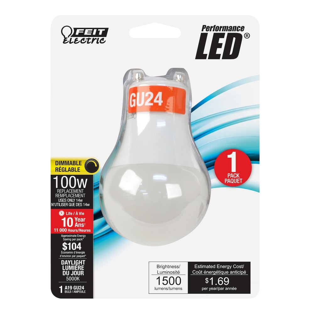 100W Equivalent Daylight A19 Dimmable GU24 Base General Purpose LED Light Bulb (4-Pack)